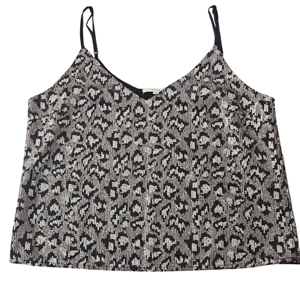 Le Lis Tank Top Sparkle Thin Strap Leopard Cheetah Print Mob Wife Clubbing Large